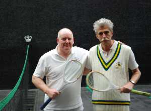 Keith Beechener and Jeremy Davidson at MCC real tennis court at Lords